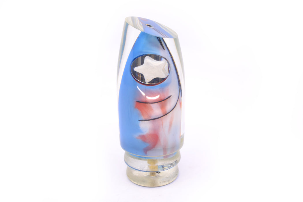 Joe Yee by KEGZ-Niiyama Collab Blue-Red-White Marbled Fish Head #1 Super Plunger 14" 7.2oz
