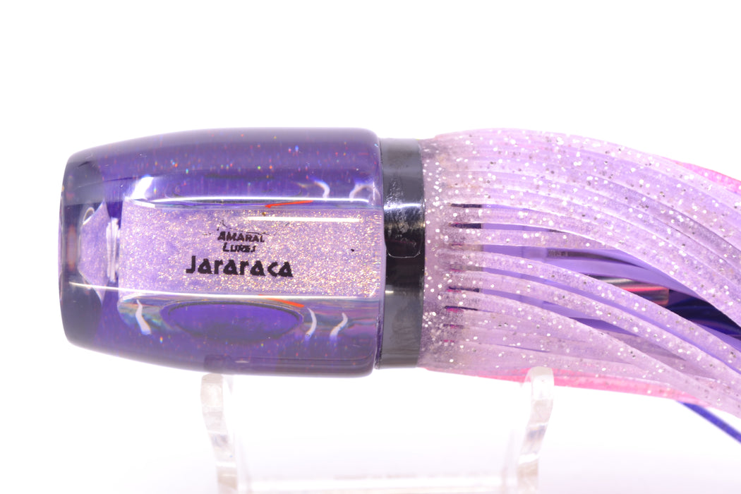 Amaral Lures Purple Marbled Abalone Pearl White Stripes Purple Back Jararaca 12" 4oz