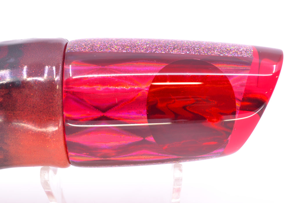 Koya Lures Red Rainbow Diamond Red Eyes Straight Runner 12" 8.3oz FT Vinyl Red Tiger