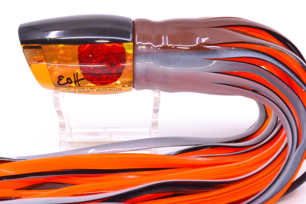 Marlin Magic Lures Amber Awabi Black Back Red Eyes Baby Ruckus 10" 6.5oz Skirted