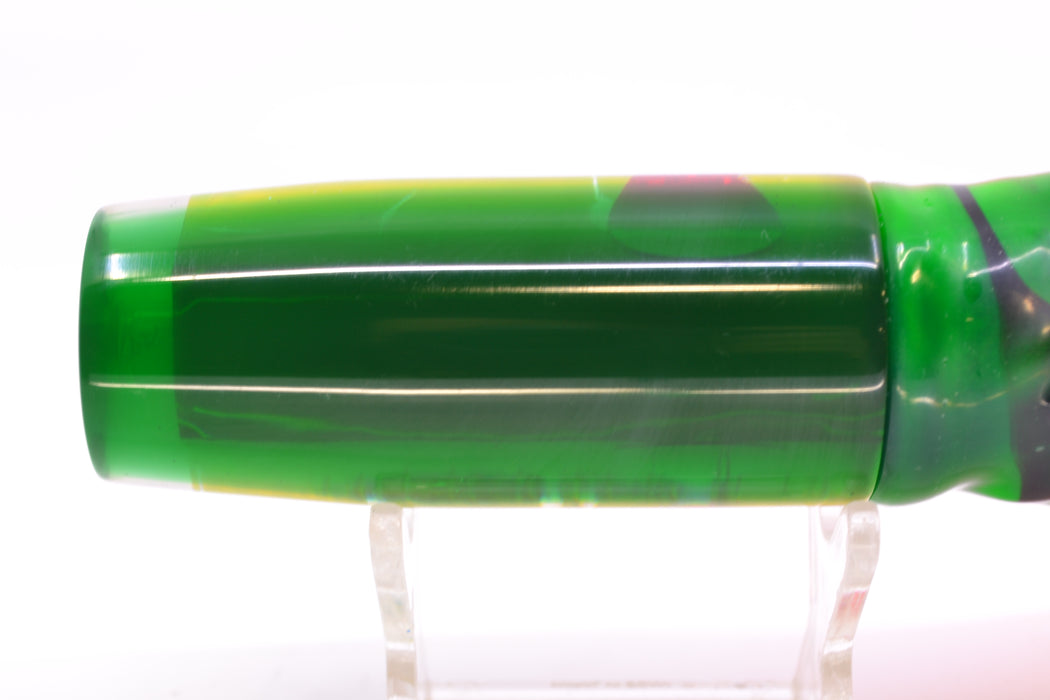 Marlin Magic Lime MOP Green Back Red Eyes Medium Hard Head 9" 5oz Skirted Guacamaya