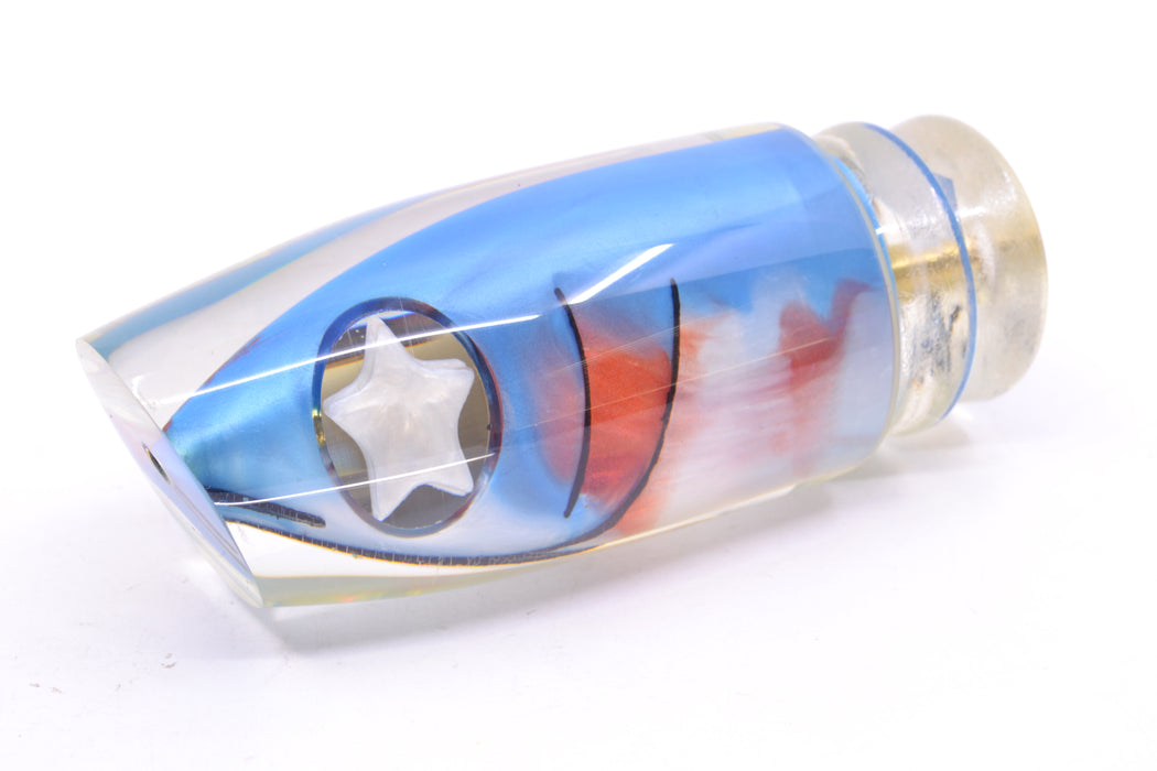 Joe Yee by KEGZ-Niiyama Collab Blue-Red-White Marbled Fish Head #1 Super Plunger 14" 7.2oz