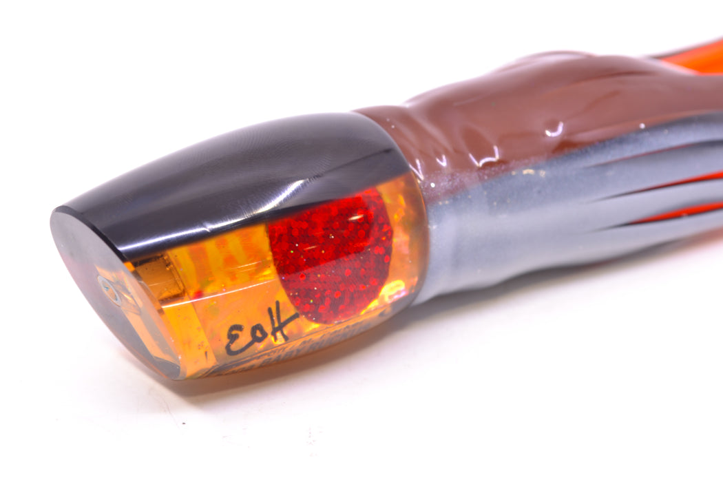 Marlin Magic Lures Amber Awabi Black Back Red Eyes Baby Ruckus 10" 6.5oz Skirted