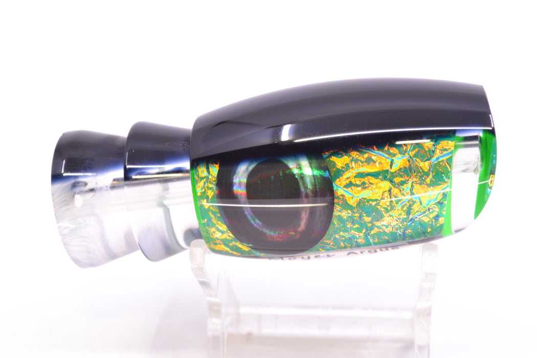 Moyes Lures Green-Orange Dichro Black Back Taxi Eyes Medium Argus 12" 3.5oz