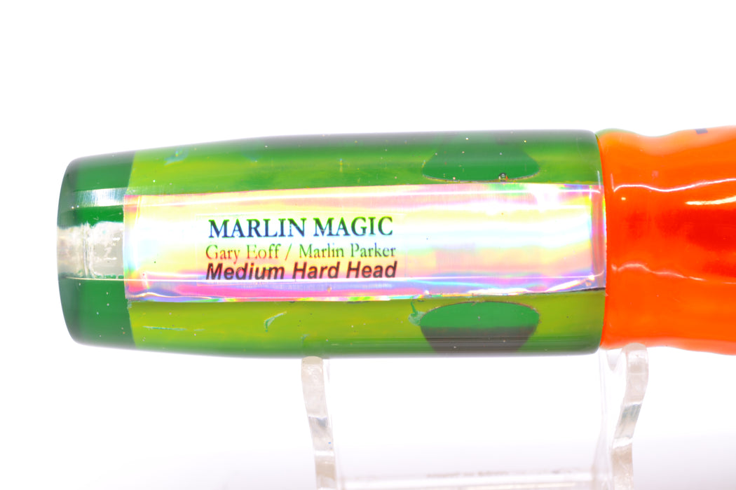 Marlin Magic Lime MOP Green Back Red Eyes Medium Hard Head 9" 5oz Skirted Guacamaya