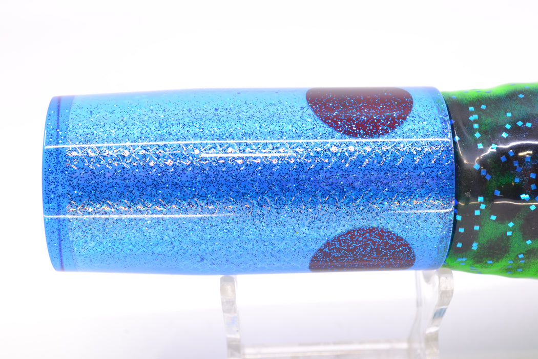 TANTRUM Lures Blue Rainbow Scale Blue Back Large AMN 12" 7.5oz Skirted Black & Blue Dots GZE