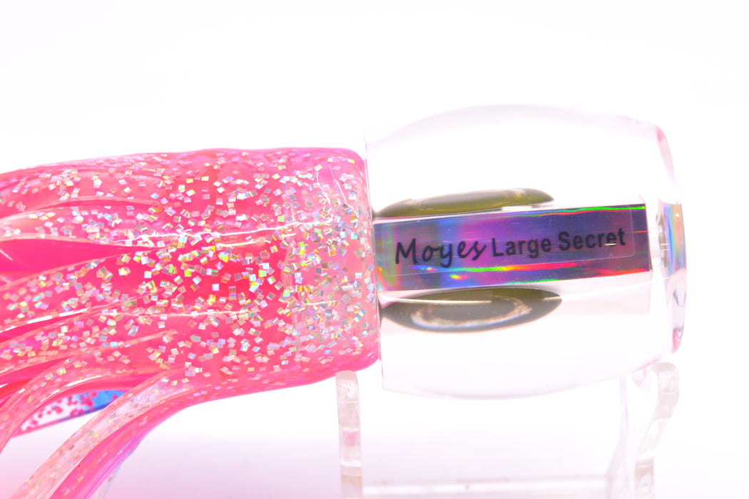 Moyes Lures White MOP Taxi Eyes Large Secret 12" 6.5oz Skirted Holo with Blue Bars/Pink GZE