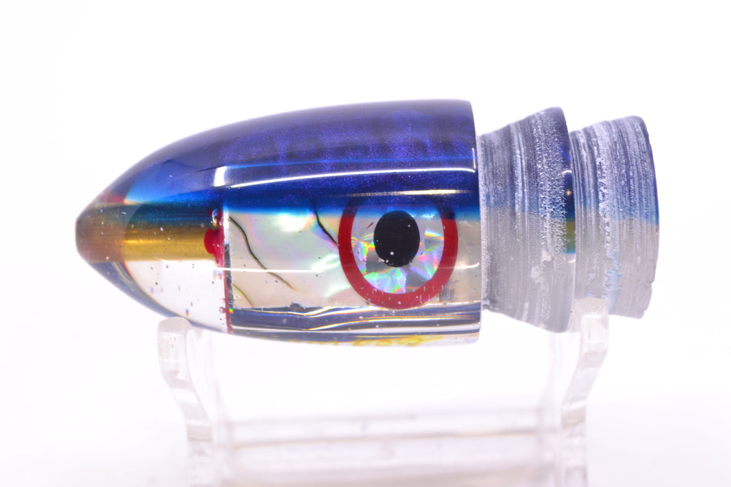 Bomboy Lures White Abalone Blue Back Black-Silver-Red Eyes Baby Bomb 9" 2.8oz