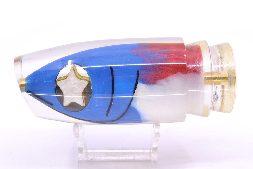 Joe Yee by KEGZ-Niiyama Collab Blue-Red-White Marbled Fish Head #2 Super Plunger 14" 7.2oz