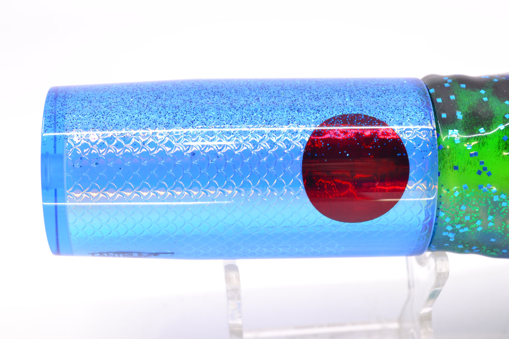 TANTRUM Lures Blue Rainbow Scale Blue Back Large AMN 12" 7.5oz Skirted Black & Blue Dots GZE