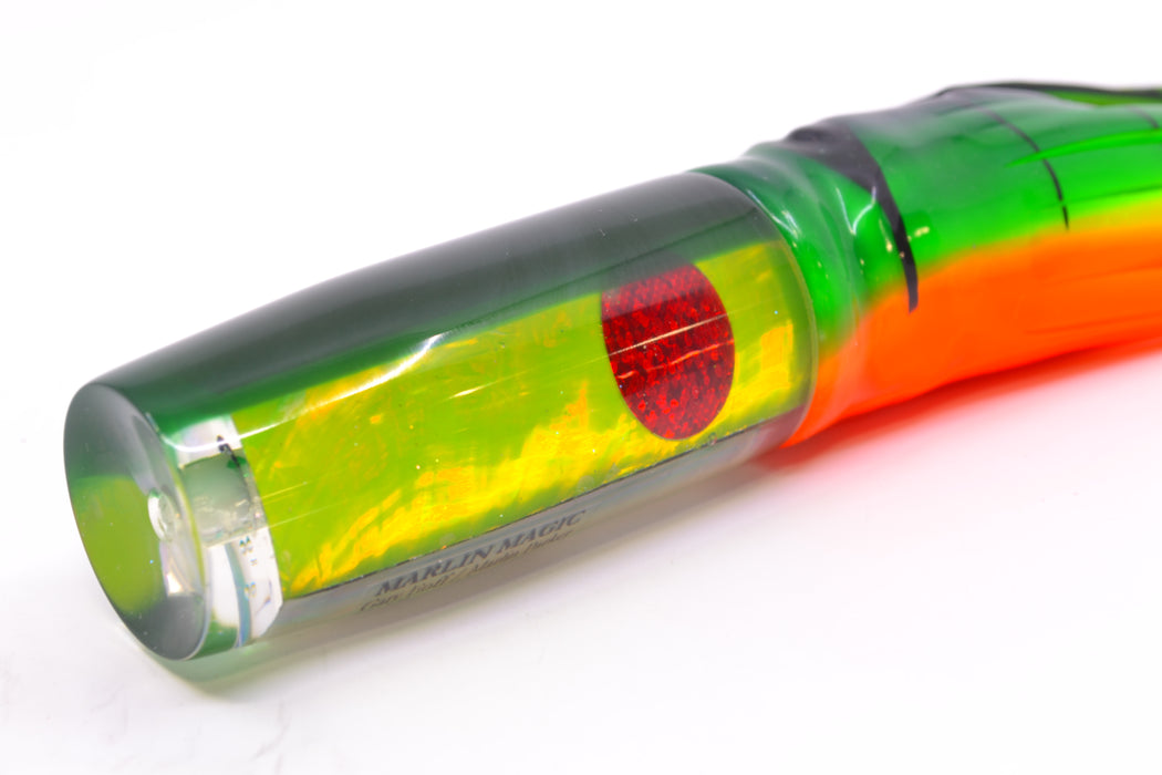 Marlin Magic Lime MOP Green Back Red Eyes Medium Hard Head 9" 5oz Skirted Guacamaya