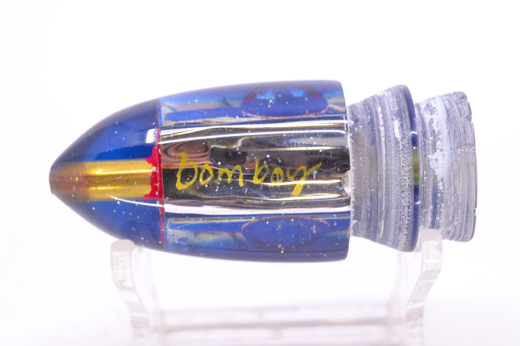 Bomboy Lures White Abalone Blue Back Black-Silver-Red Eyes Baby Bomb 9" 2.8oz