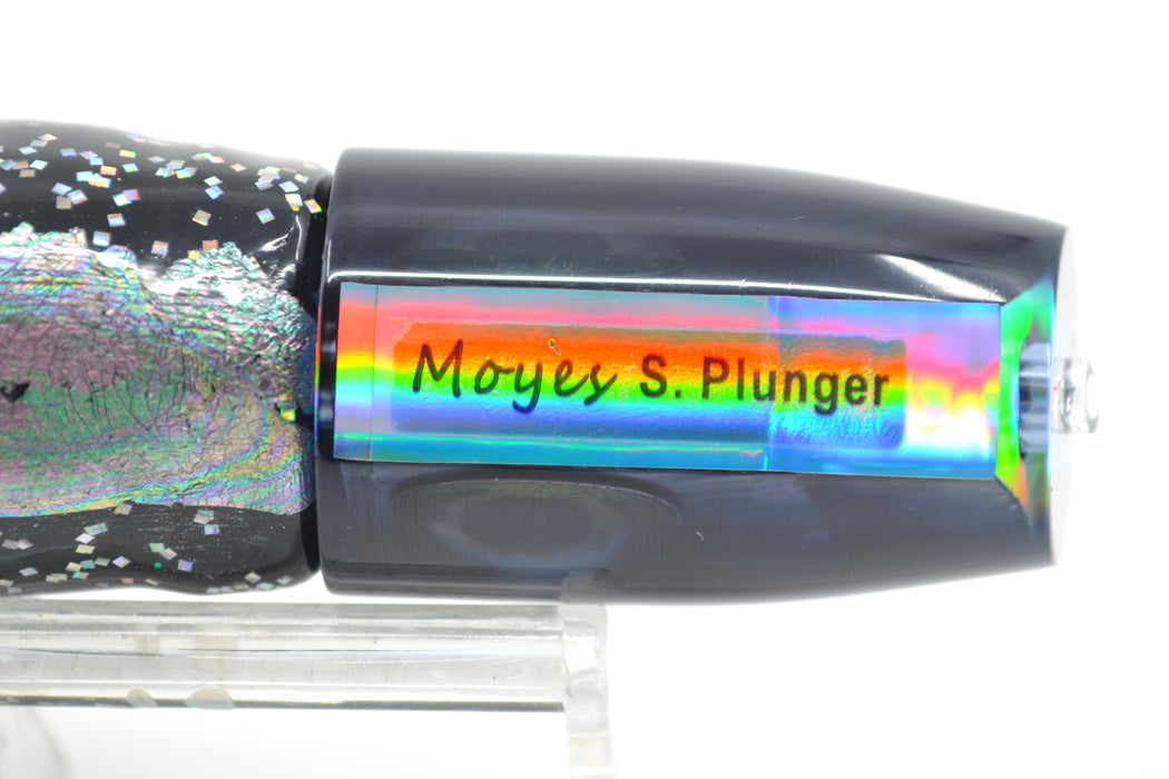 Moyes Lures Tahitian MOP Black Back Small Plunger 9" 5oz Skirted Black-Purple