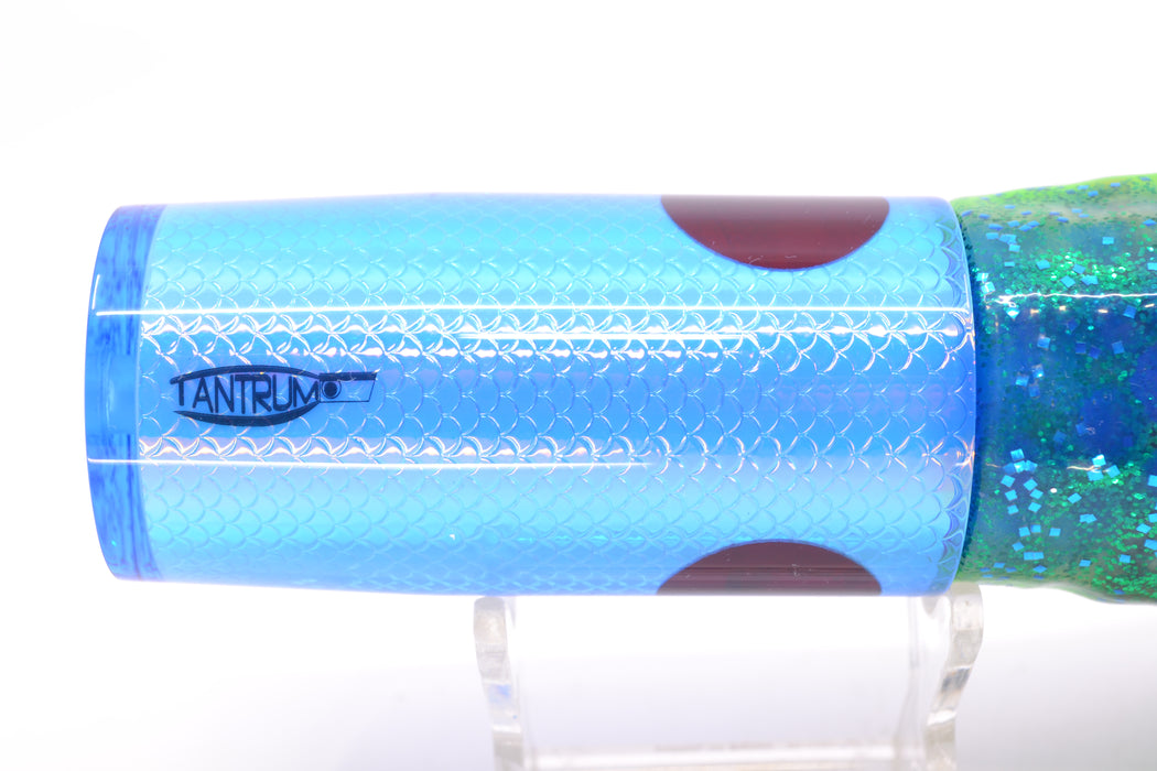 TANTRUM Lures Blue Rainbow Scale Blue Back Large AMN 12" 7.5oz Skirted Black & Blue Dots GZE