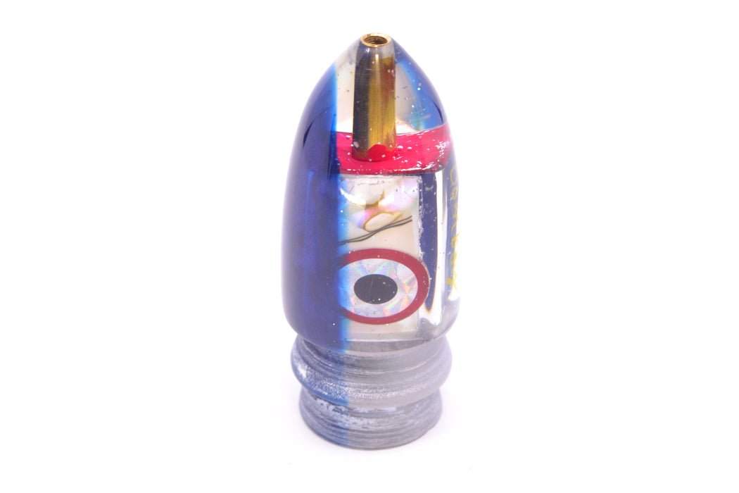 Bomboy Lures White Abalone Blue Back Black-Silver-Red Eyes Baby Bomb 9" 2.8oz