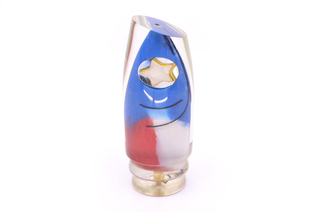 Joe Yee by KEGZ-Niiyama Collab Blue-Red-White Marbled Fish Head #2 Super Plunger 14" 7.2oz