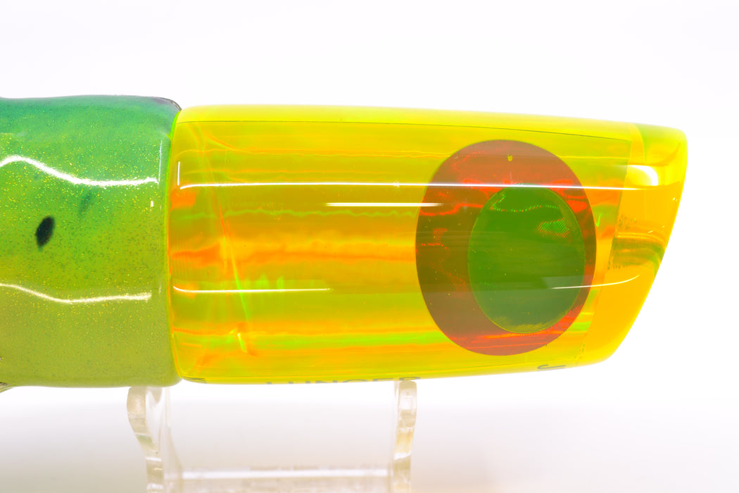 Koya Lures Chartreuse Rainbow JP Large Lunger 14" 10oz Fire Tailz Vinyl Mahi GZE