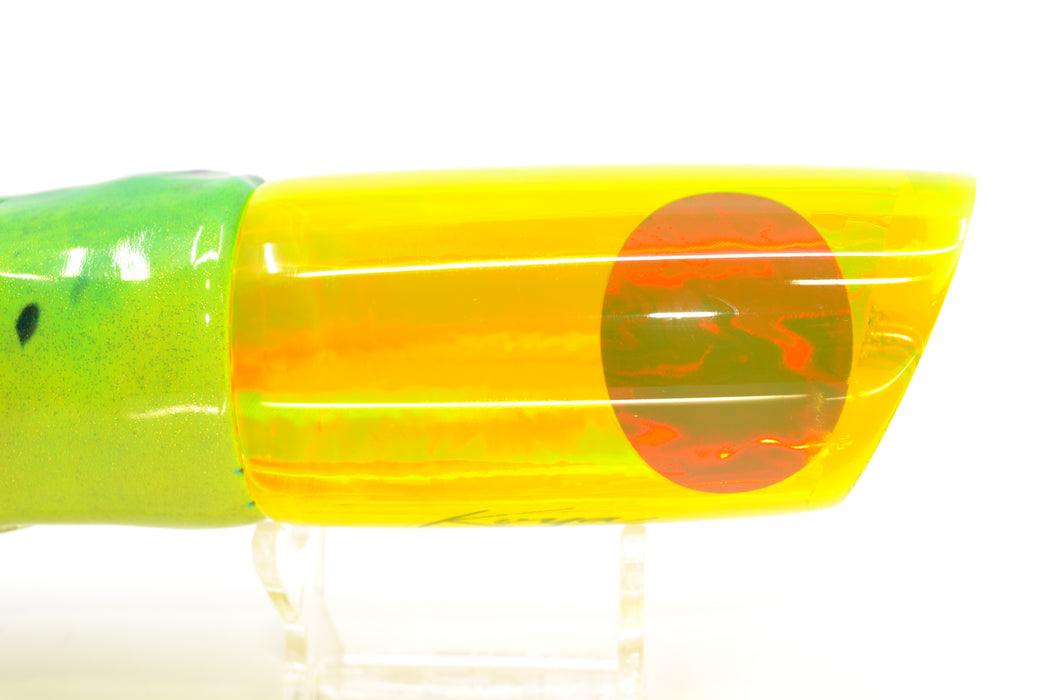 Koya Lures Chartreuse Rainbow Red Eyes Large 614 14" 9oz Fire Tailz Vinyl Mahi