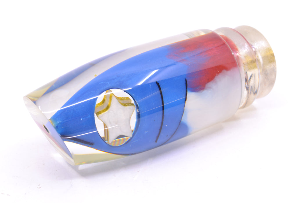 Joe Yee by KEGZ-Niiyama Collab Blue-Red-White Marbled Fish Head #2 Super Plunger 14" 7.2oz