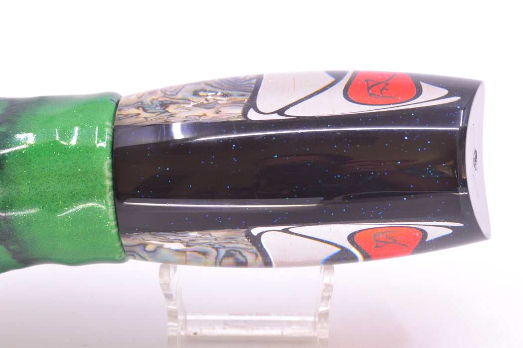 Bonze Lures Hydra Silver-Paua Fish Red Eyes Violator 14" 14.6oz Fire Tailz Vinyl Green Tiger