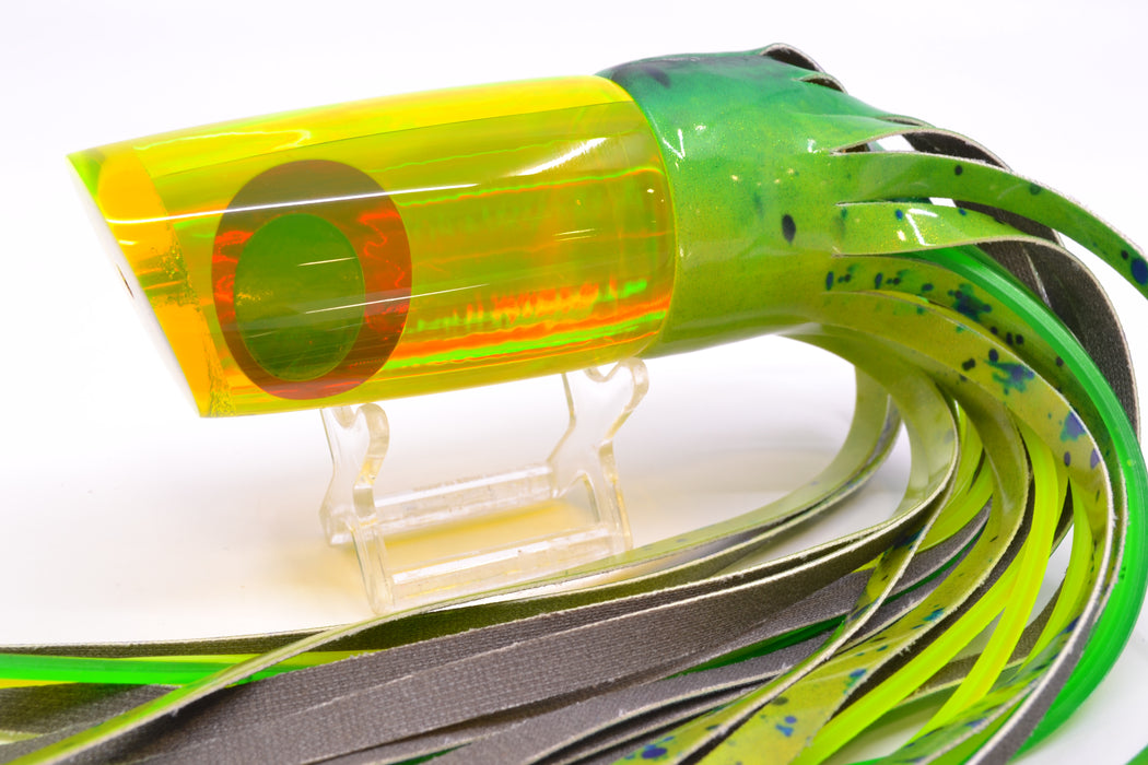 Koya Lures Chartreuse Rainbow JP Large Lunger 14" 10oz Fire Tailz Vinyl Mahi GZE