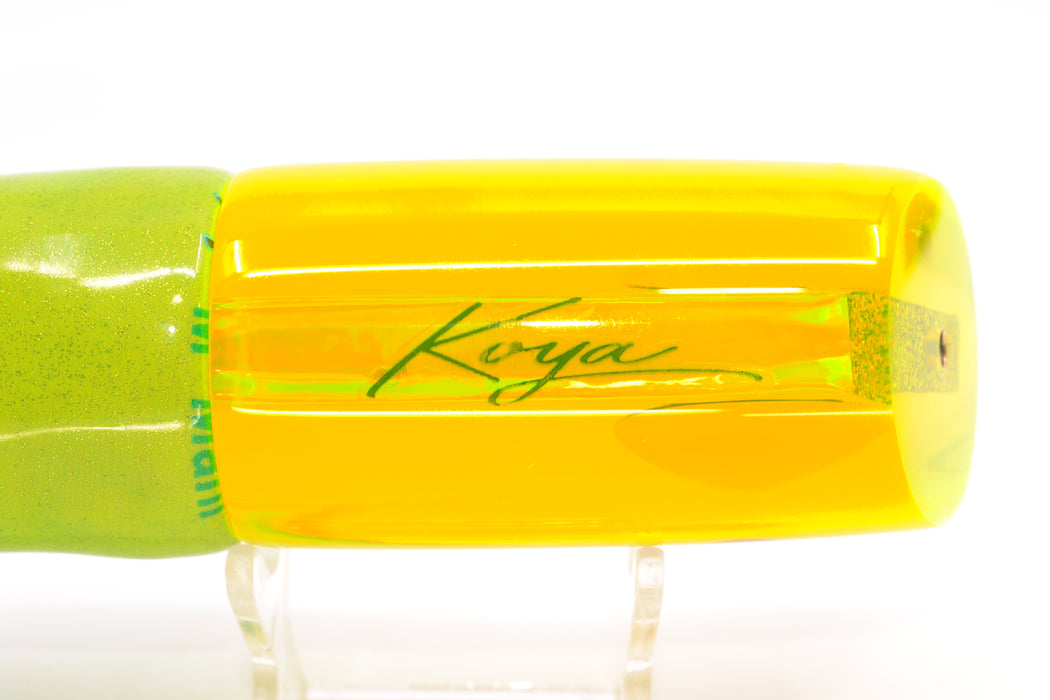 Koya Lures Chartreuse Rainbow Red Eyes Large 614 14" 9oz Fire Tailz Vinyl Mahi