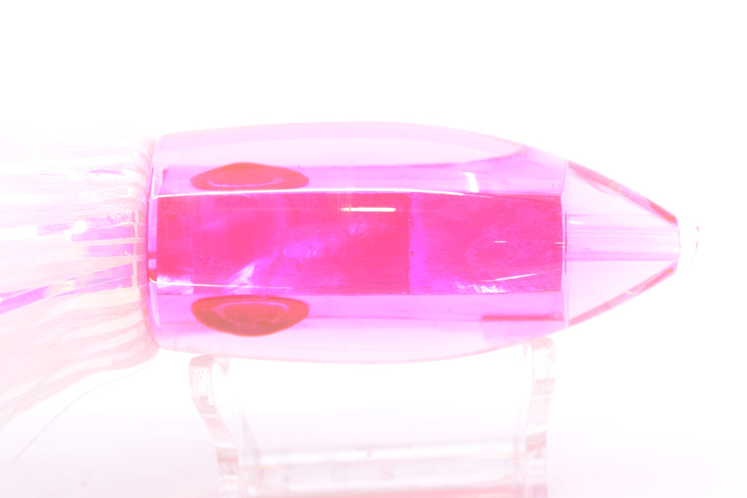 Moyes Lures Pink MOP Pink Back Medium Ono Bullet 9" 5.5oz Skirted White Hair