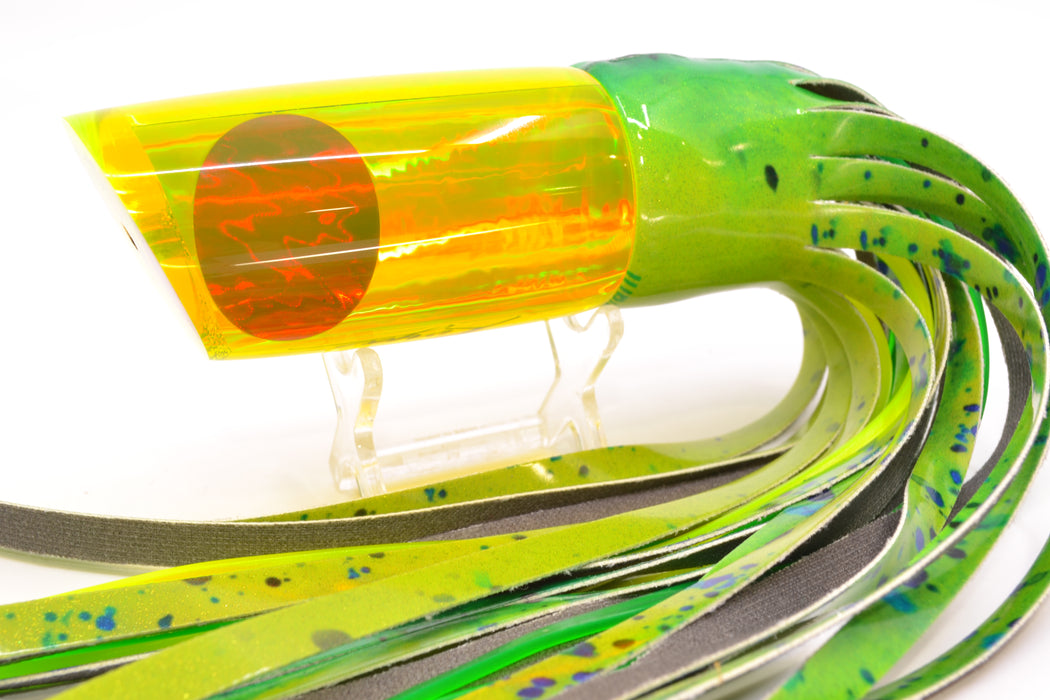 Koya Lures Chartreuse Rainbow Red Eyes Large 614 14" 9oz Fire Tailz Vinyl Mahi