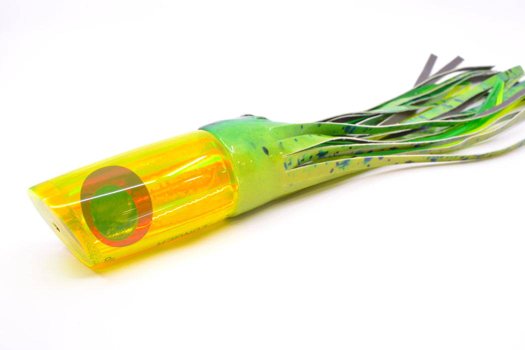 Koya Lures Chartreuse Rainbow JP Large Lunger 14" 10oz Fire Tailz Vinyl Mahi GZE