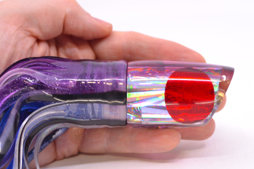 Koya Lures Silver Rainbow Starburst Purple Back Red Eyes Small Poi Dog 10" 6.5oz Skirted