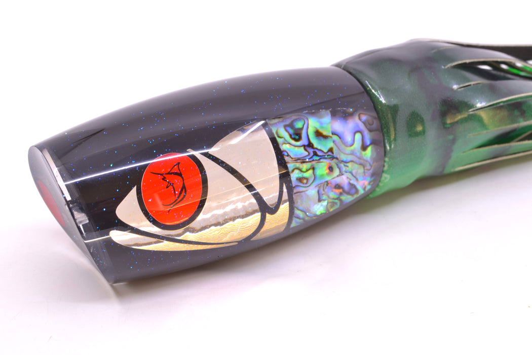 Bonze Lures Hydra Silver-Paua Fish Red Eyes Violator 14" 14.6oz Fire Tailz Vinyl Green Tiger