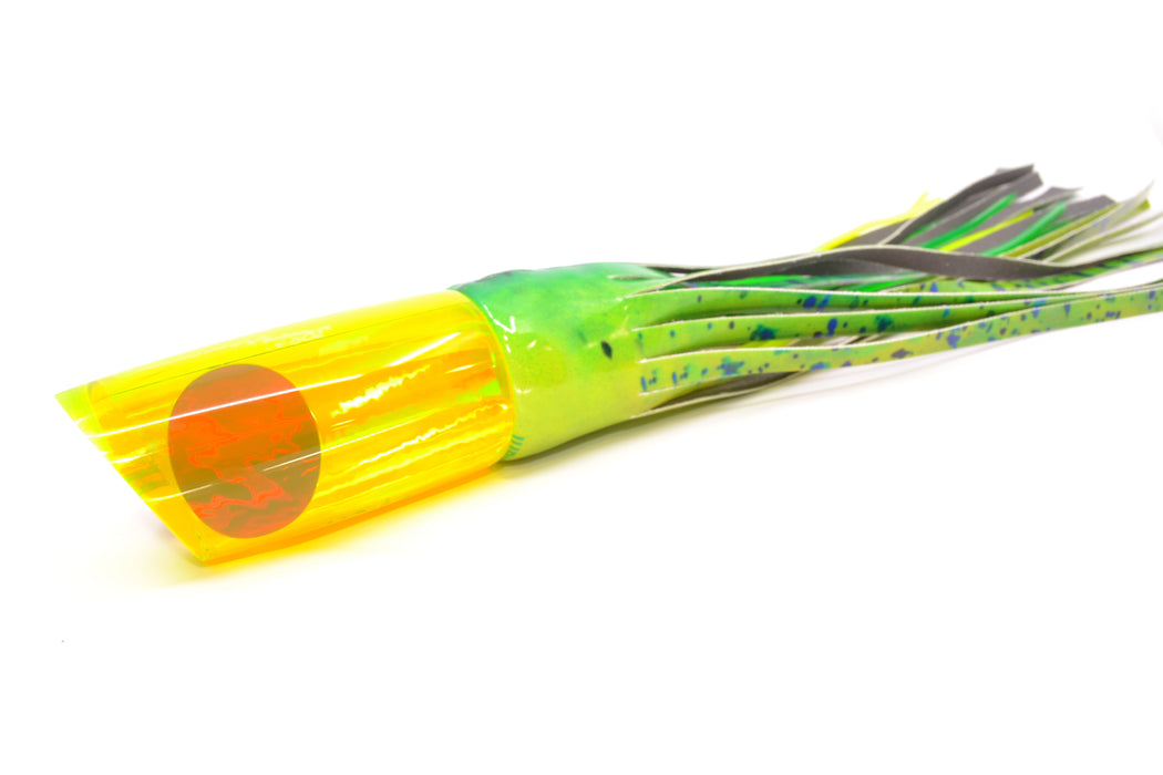 Koya Lures Chartreuse Rainbow Red Eyes Large 614 14" 9oz Fire Tailz Vinyl Mahi