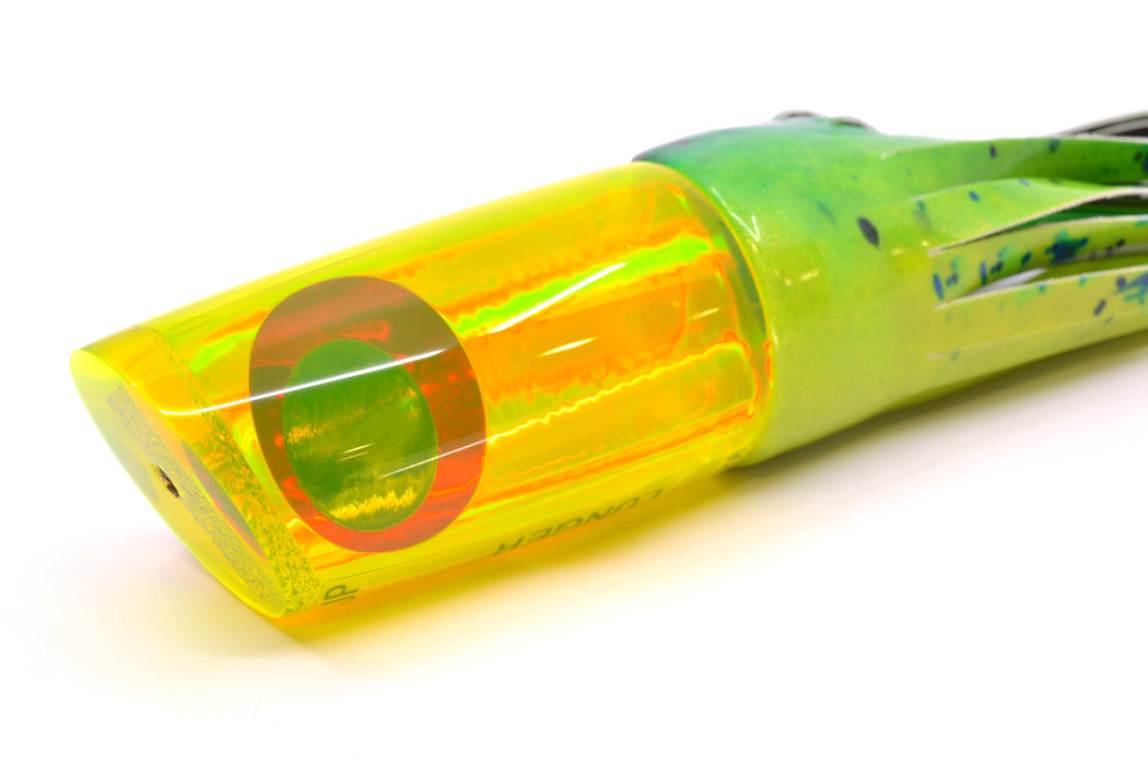 Koya Lures Chartreuse Rainbow JP Large Lunger 14" 10oz Fire Tailz Vinyl Mahi GZE