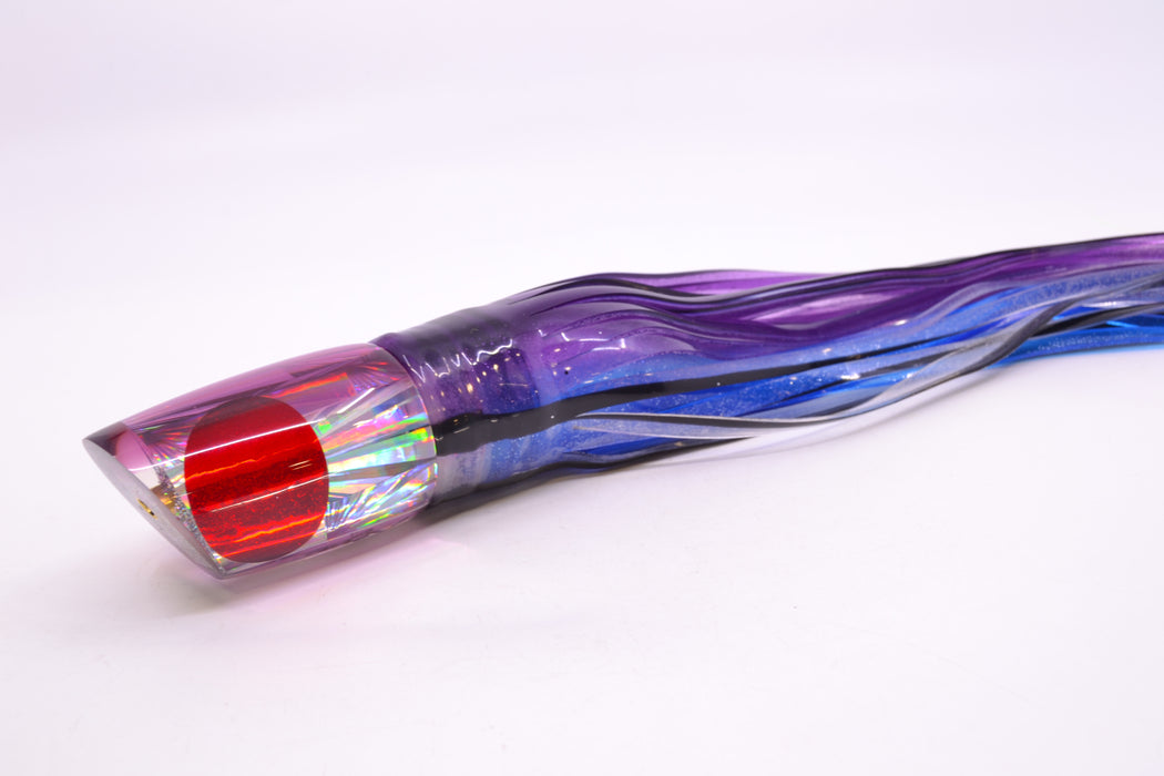 Koya Lures Silver Rainbow Starburst Purple Back Red Eyes Small Poi Dog 10" 6.5oz Skirted