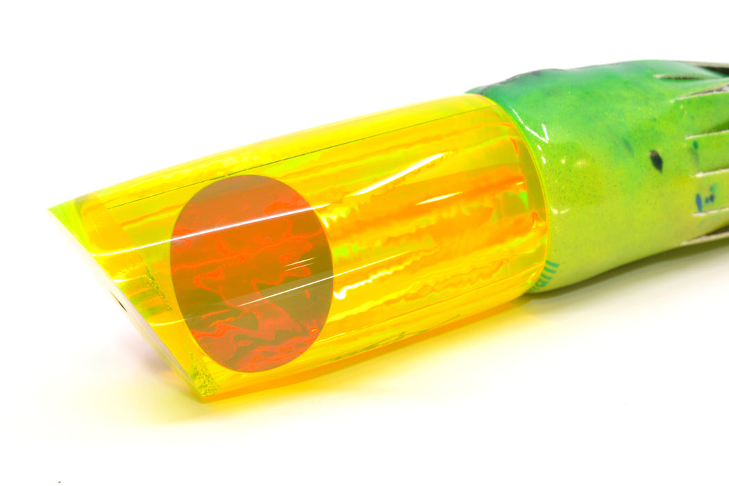 Koya Lures Chartreuse Rainbow Red Eyes Large 614 14" 9oz Fire Tailz Vinyl Mahi