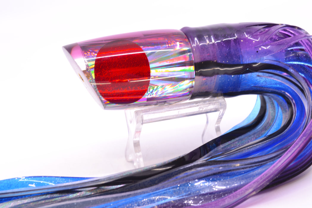 Koya Lures Silver Rainbow Starburst Purple Back Red Eyes Small Poi Dog 10" 6.5oz Skirted