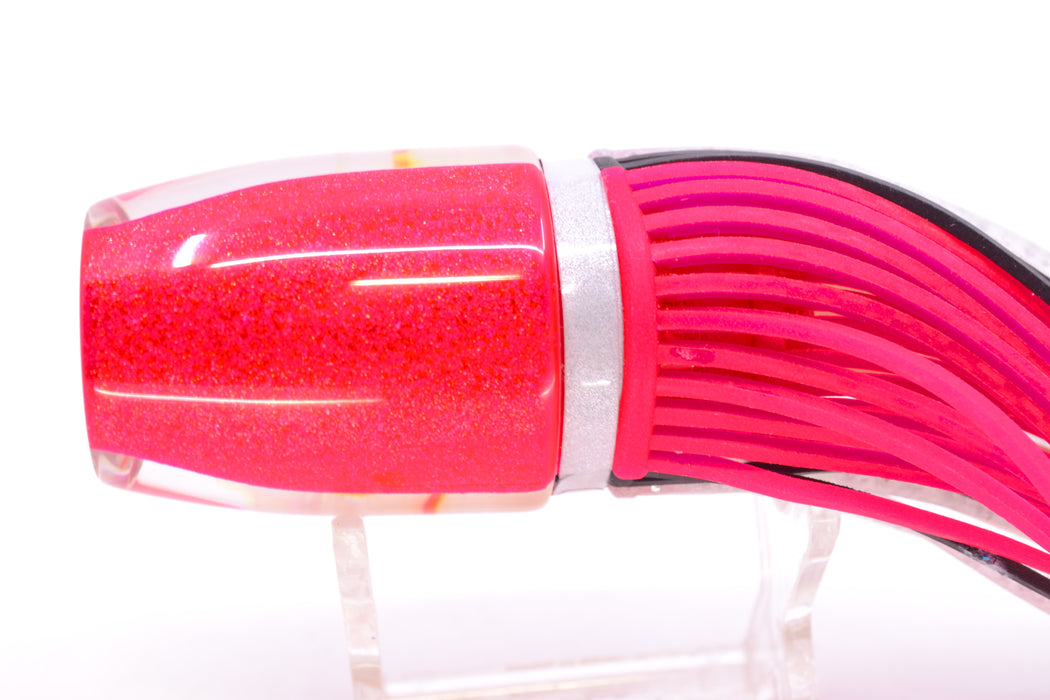 Amaral Lures White Iridescent Pearl Light Pink Stripes Pink Back Jararaca 12" 4oz