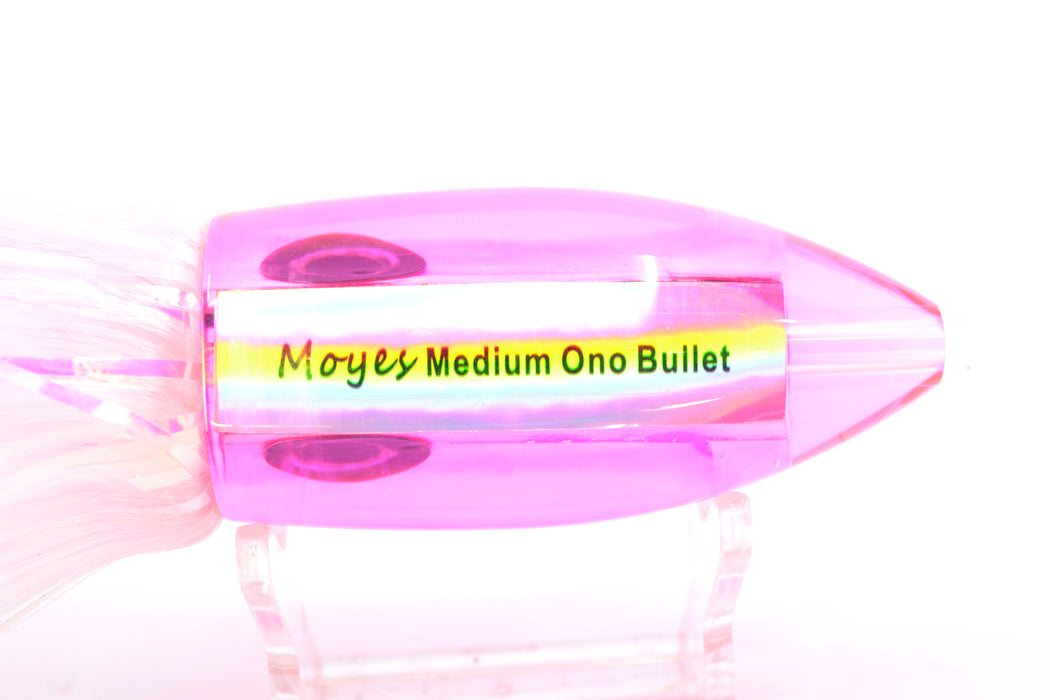 Moyes Lures Pink MOP Pink Back Medium Ono Bullet 9" 5.5oz Skirted White Hair