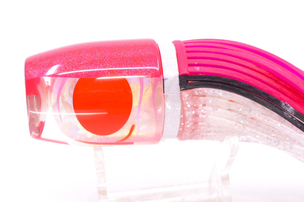 Amaral Lures White Iridescent Pearl Light Pink Stripes Pink Back Jararaca 12" 4oz