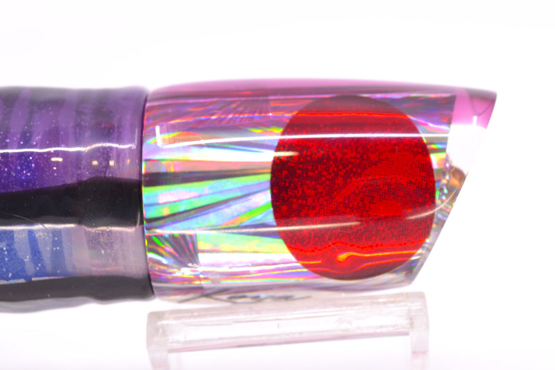 Koya Lures Silver Rainbow Starburst Purple Back Red Eyes Small Poi Dog 10" 6.5oz Skirted