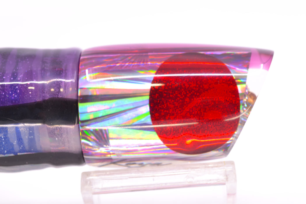 Koya Lures Silver Rainbow Starburst Purple Back Red Eyes Small Poi Dog 10" 6.5oz Skirted