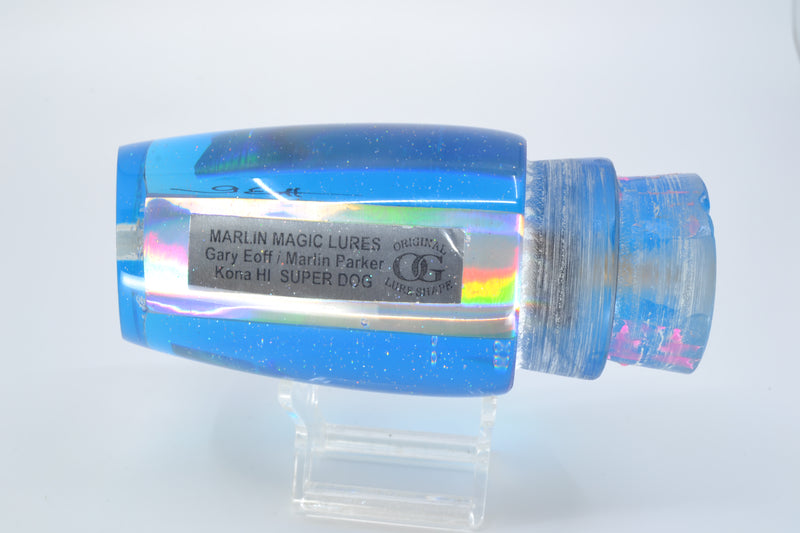 Marlin Magic Clear Mirrored Blue Back No Eyes Super Dog 16" 12oz *CHIPPED* GZE