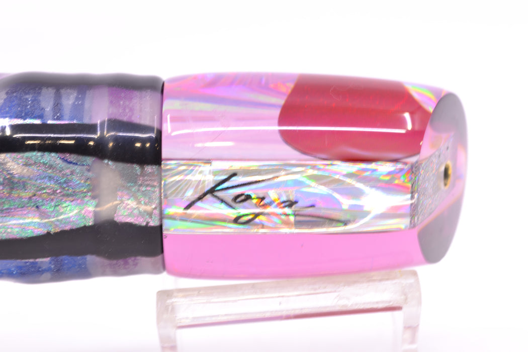 Koya Lures Silver Rainbow Starburst Purple Back Red Eyes Small Poi Dog 10" 6.5oz Skirted