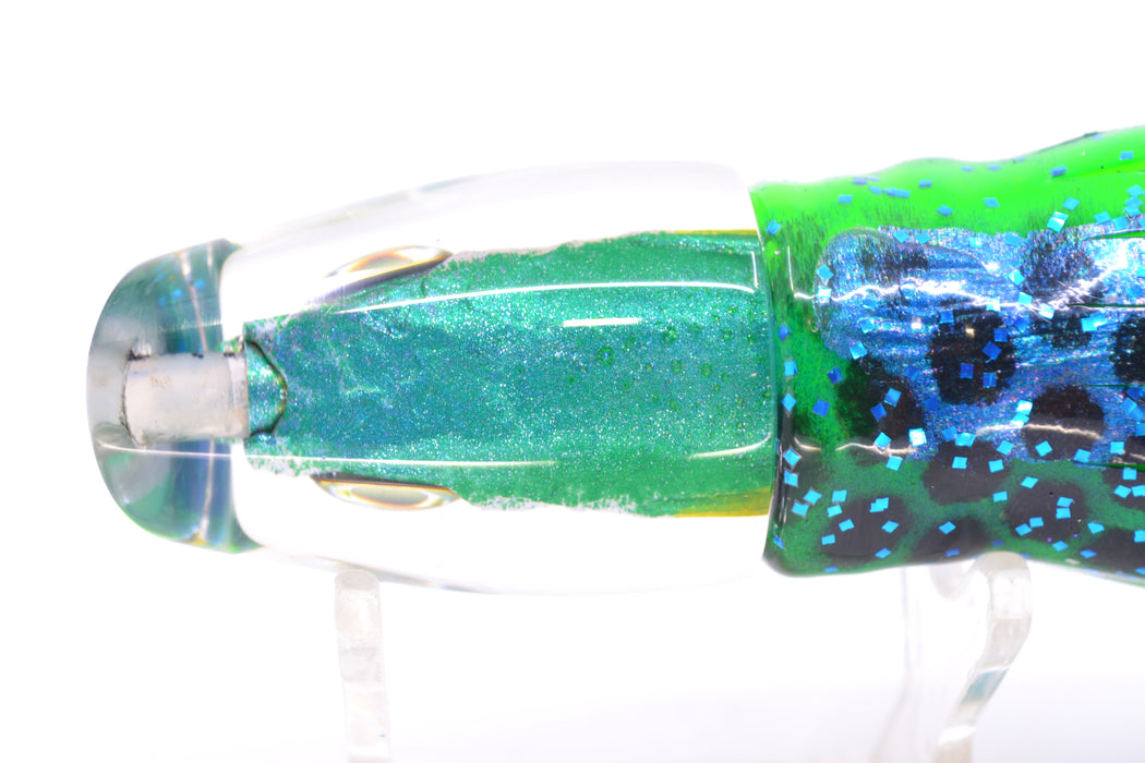 Aloha Lures Turquoise-Green Back Malolo Dink Bait 9" 3oz Skirted Black Dots-Blue Dots