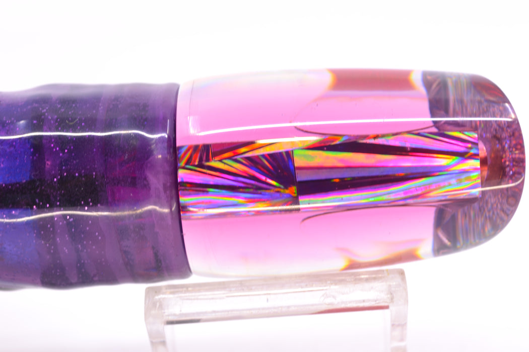 Koya Lures Silver Rainbow Starburst Purple Back Red Eyes Small Poi Dog 10" 6.5oz Skirted