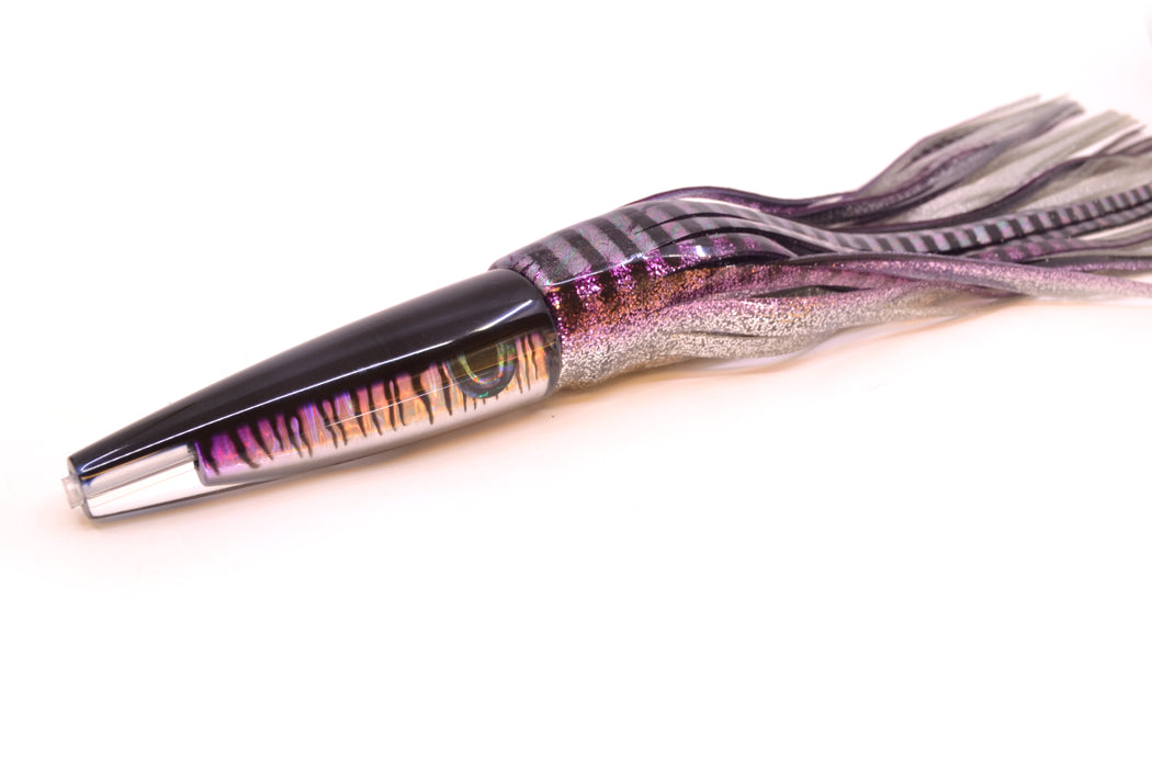 Moyes Lures Black Mackerel Taxi Eyes Ono Rocket 9" 8oz Skirted Purple Aurora
