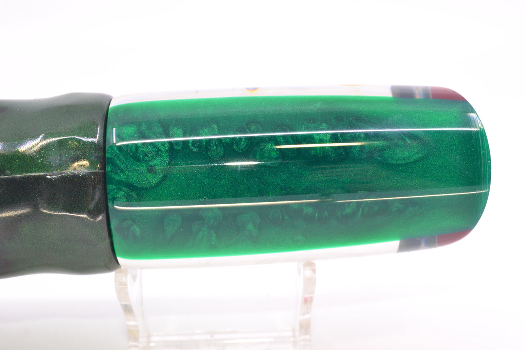 Koya Lures Mirrored Green Back Red Eyes Large 614 14" 9oz Fire Tailz Vinyl Green Tiger