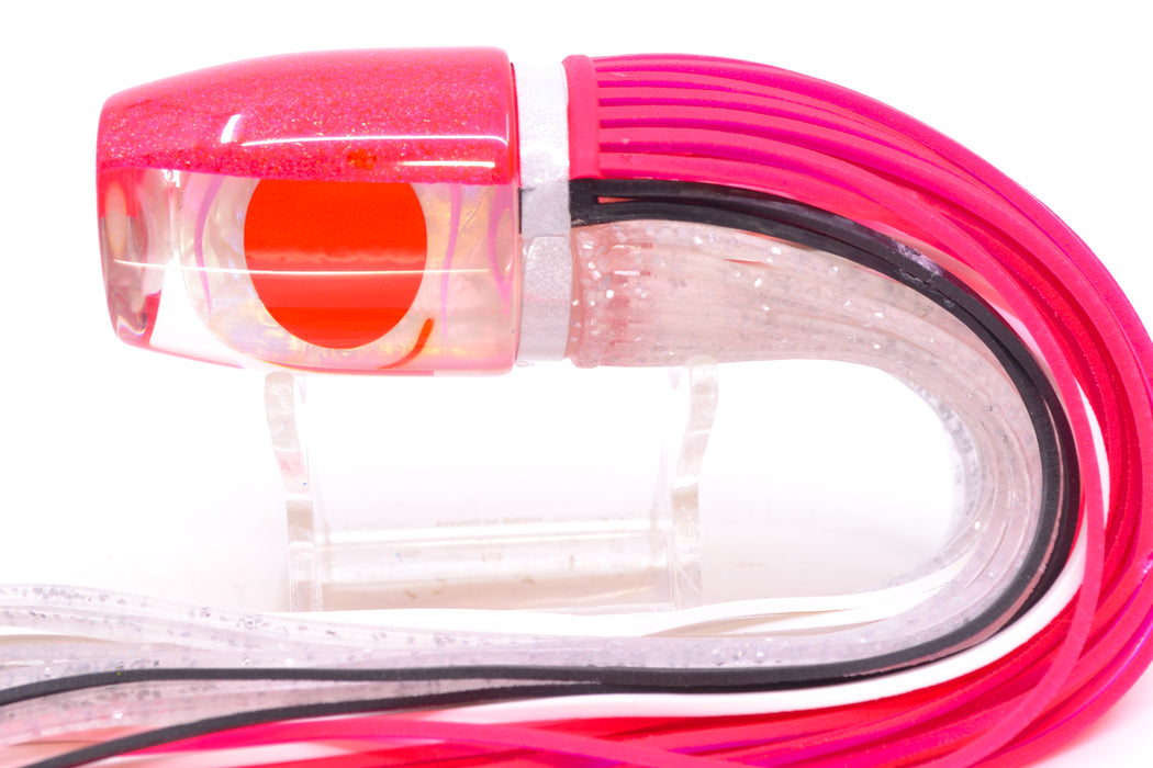 Amaral Lures White Iridescent Pearl Light Pink Stripes Pink Back Jararaca 12" 4oz