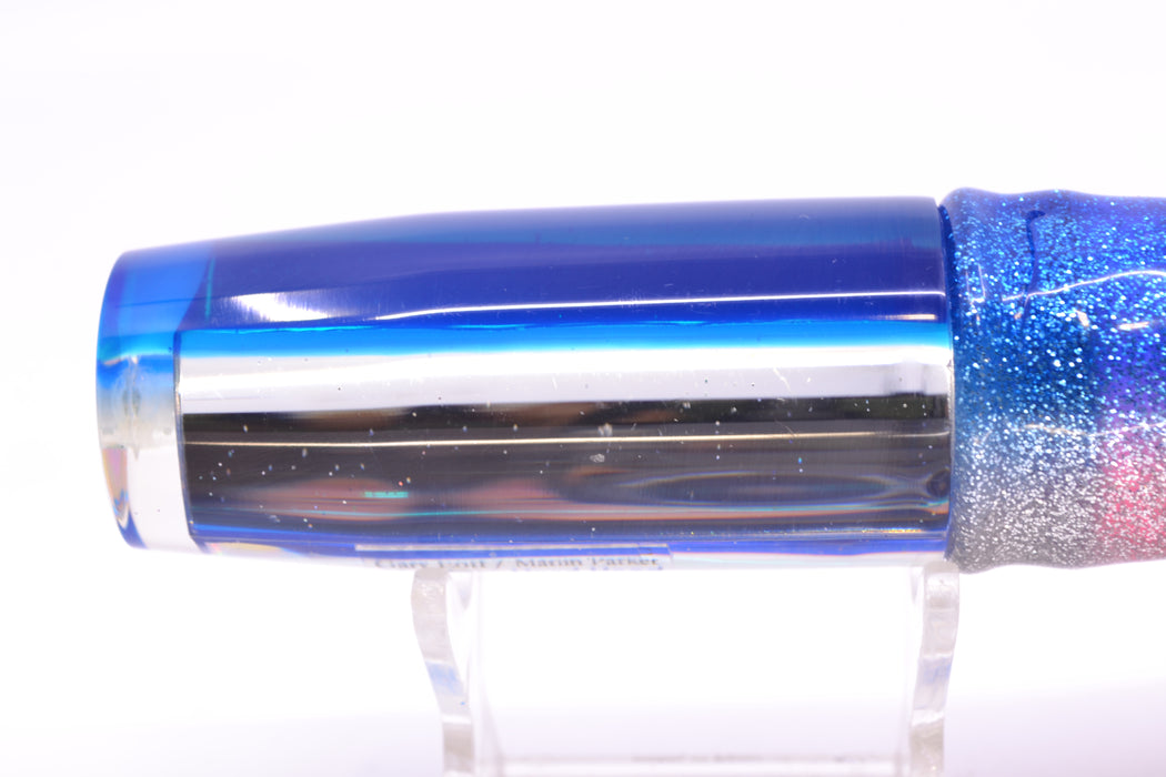 Marlin Magic Clear Mirrored Blue Back Medium Hard Head 9" 5oz Skirted Blue-Silver/Pink