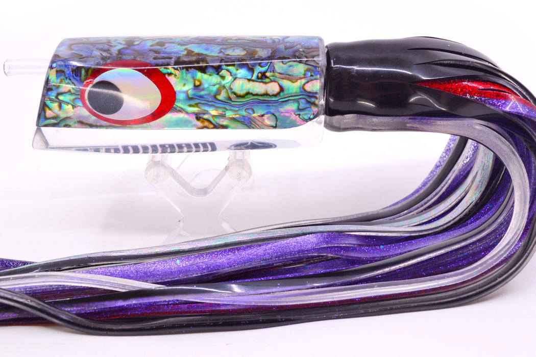 Marlinstar Paua Shell Lead Medium Tomahawk FMJ 9"+ 11.4oz Skirted Black Skipjack/Purple GZE